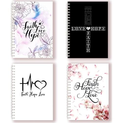 Faith Hope Love - Christian Spiral Notebook Note Book Writing Pad Journal Jesus Christ Religious Bible Verse Letter Cross Gift