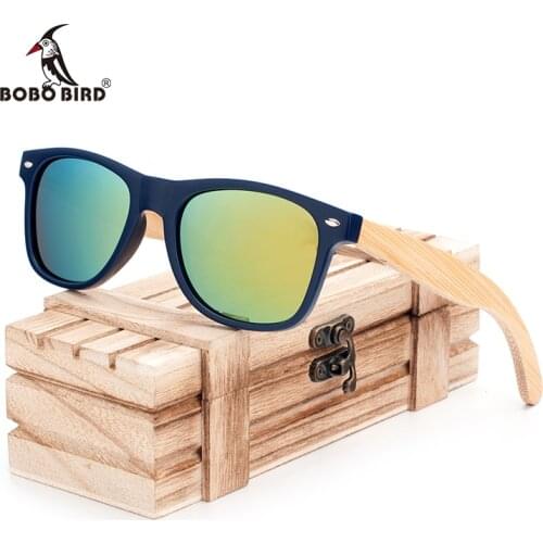 BOBO BIRD New Women Fashion Coated Polarized Bamboo Wood Holder Sun Glasses With Retail Wood Case Cool Beach Sunglasses CG005-C