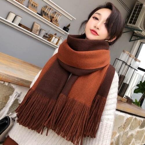 Winter Scarf For Women Long Thicken Knitted Scarves Blanket Ladies Warm Fashion Tassels Shawls Wraps Pashmina Foulard