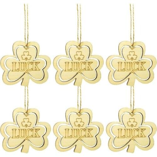 10pcs Beautiful DIY Luck Wood Creative Clover Hanging Drop Clover Hanging Prop Decor for Saint Patricks Day Party Festival Home