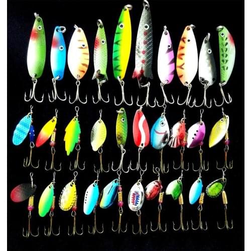 30pcs/lot Free shipping Fishing Lure spinner bait Metal lures pesca tackle jerk bait artificial spoon lures spinnerbait