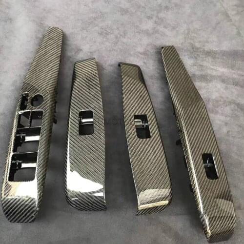 4Pcs Real Carbon Fiber Car Interior Door Armrest Window Lift Switch Panel For Toyota Camry 2018 2019 2020 2021 Left Driver