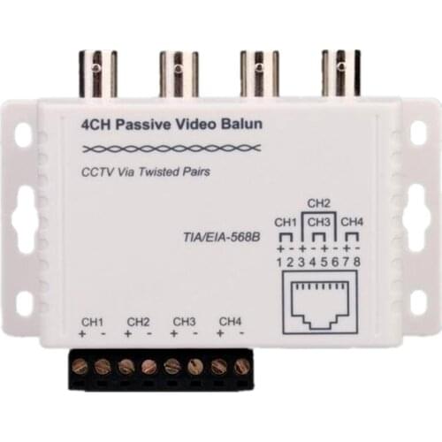 4CH RJ45 BNC Cat5 UTP Cable Video Transmission UTP Passive Video Balun RJ45 Coax Transceiver Transmitter, for CCTV Security DVR