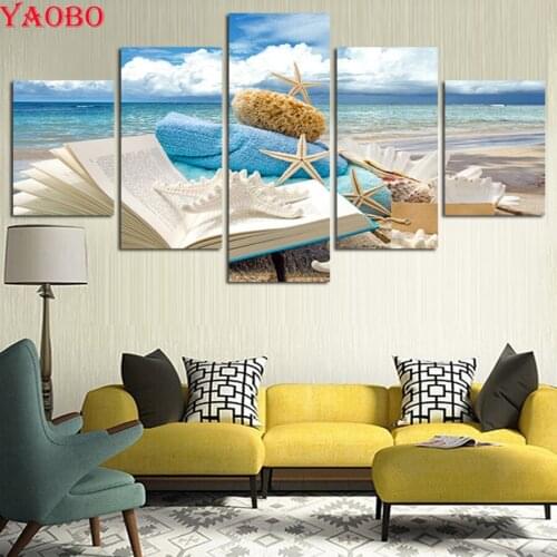 5pcs/set 5D diamond embroidery Starfish,shells,seascape,diy diamond painting full square diamond mosaic picture of rhinestones