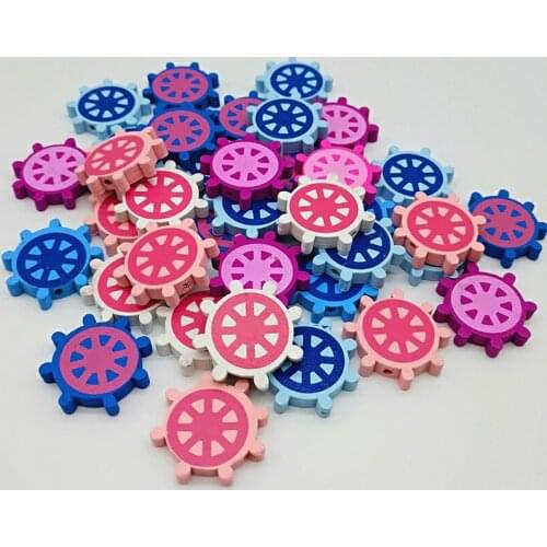 50pcs/lot Wooden Beads Rudder Anchor Wood Beads for Jewelry DIY Kids Toys Teething Pacifier Clip Spacer Bead Wood Craft MR 008