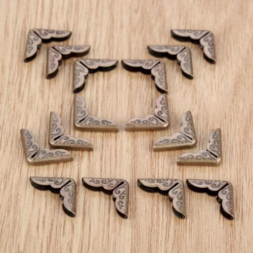 50Pcs Iron Metal Book Corner Scrapbooking DIY Photo Albums Menus Folders Flower Printed Protectors Decorative 14mm