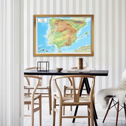 84*59cm The Spain Orographic Map In Spainish Wall Art Poster Canvas Painting School Supplies Office Classroom Home Decoration