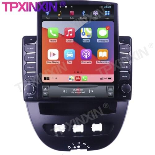 For Toyota Aygo/Peugeo 107 2007+ Android 10 6+128G GPS Car Multimedia Tesla Player Headunit Audio Radio Navigtion Tape Recorder