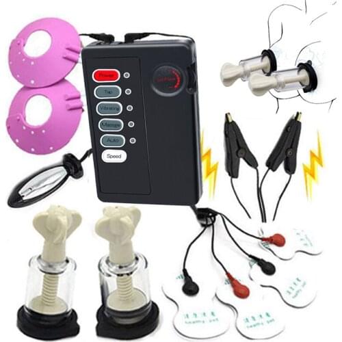 BDSM Power Box,Electro Shock Pulse Anal Butt Plug Masturbator Electric Stimulate Nipple Clamps Massage Pads,Sex Tools For Women