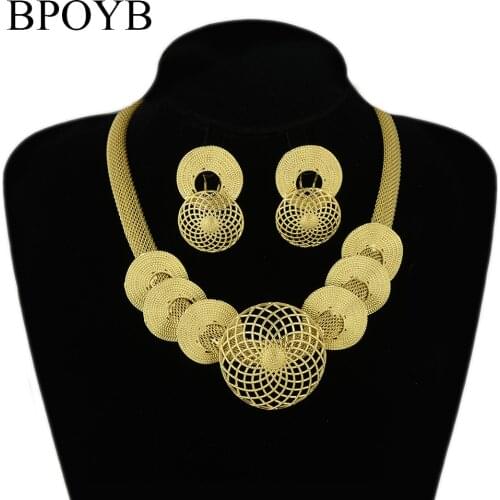 BPOYB 2021 Slaying New Dubai Gold Color Big Pendant Earrings choker Necklace Set Jewelry Accessories Women Party High Fashion