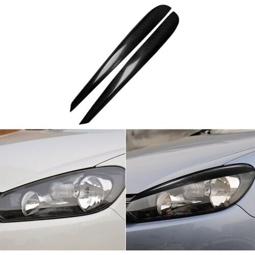 For Volkswagen VW Golf 6 VI Mk6 2009-2012 Real Carbon Fiber Headlight Cover Eyebrow Eyelids Car Sticker Trim Headlight Protector