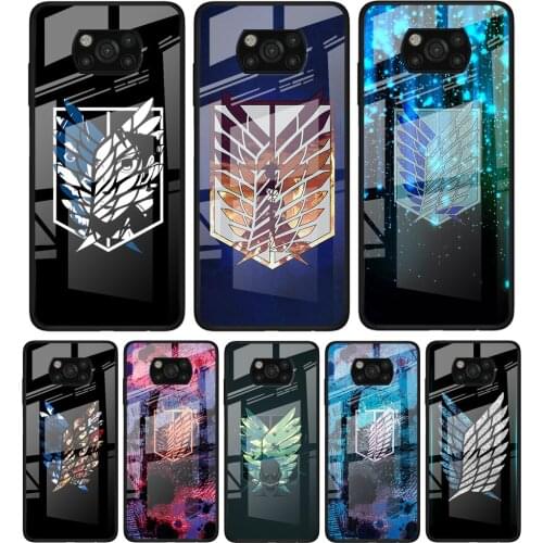 Attack On Titan Logo for Xiaomi Poco X3 NFC F3 M2 F3 F2 X2 X3 Pro Redmi Note 8 9 10 Pro 8T 9T 9S Tempered Glass Phone Case Coque