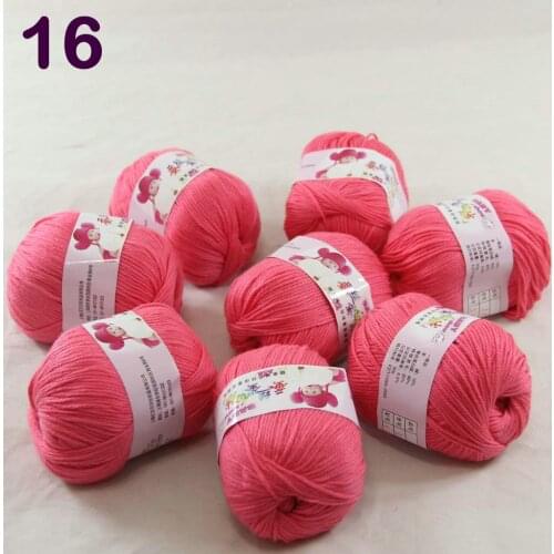 Color Optional 8 ballsX50g Cashmere Silk Velvet Children Hand Kintting Yarn Rose pink 18-16