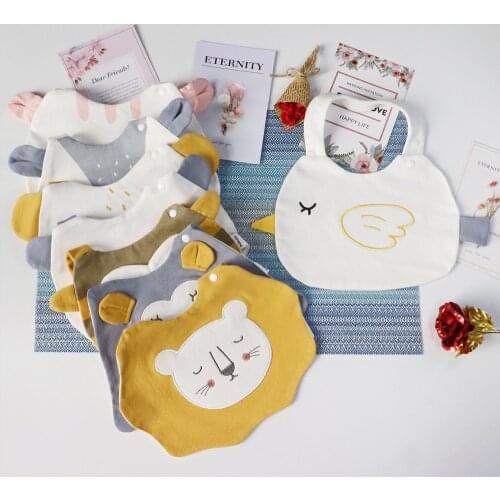 Baby Bib Boys Girls Cotton Soft Bib Burp Cloth New Kids' Cartoon Printed Saliva Towel Fashionable Baby Feeding Scarf Apron