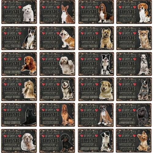 Pets Dog Pit BullBullDog Chihuahua Boxer Metal Sign Tin Poster Home Decor Bar Wall Art Painting 20*30 CM