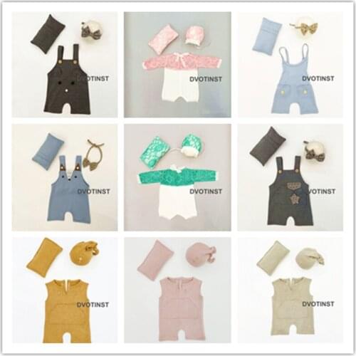 Dvotinst Newborn Photography Props Baby Crochet Knit Outfits Clothes Rompers Bonnet Set Fotografia Accessories Studio Photo Prop