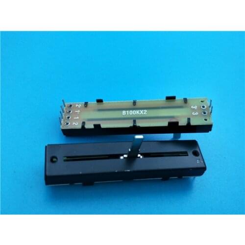 1pcs 72MM Mixer Fader Dual Potentiometer B100Kx2 for behringer / Dual Channel Fader Handle Length 15MMC Outer Foot