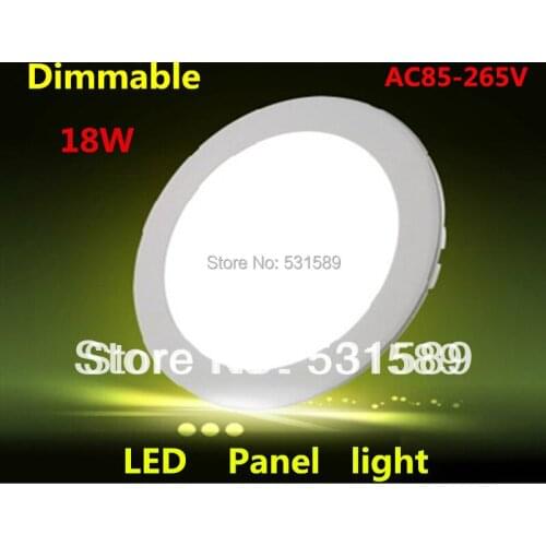 DHL Wholesale50pcs/Lot 18W Dimmable Round led panel light AC85-265V ceiling Light 1480lumens, Free Shipping