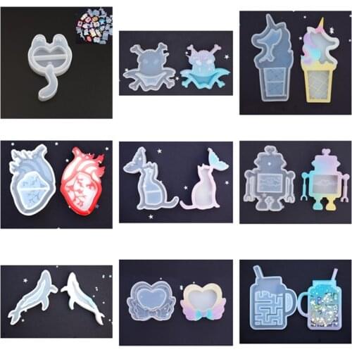 Doreen Box Fashion Silicone Resin Mold For Jewelry Making Cat Horse Whale Animal White Cute DIY Jewelry Tools 77mm x 50mm, 2 PCs
