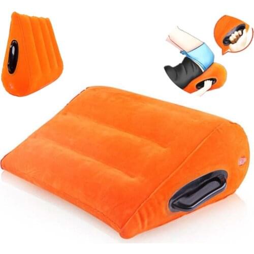 Adult Game Orange Sex Pillow Inflatable Sex Furniture Triangle Magic Wedge Pillow Cushion Erotic Products Sex Toys for Couples