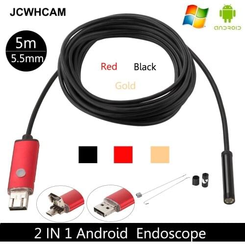 JCWHCAM 5.5mm Android USB Endoscope Camera 5M Flexible Snake Tube Inspection SmartPhone Android Phone USB Borescope Camera