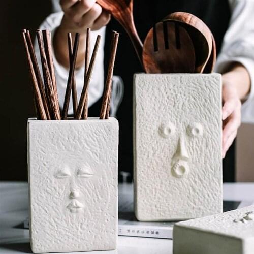 Abstact Ceramic Chopstick Storage Holder Portable Spoon Fork Cutlery Holder Kitchen Utensils Tableware Organizer Tools