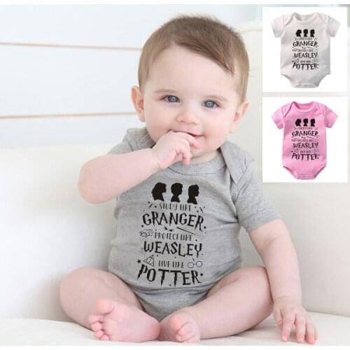 Infant Cotton Grey Bodysuit Funny Letters Graphic Printed Baby Fashion Short Sleeve Onesies Boys Girls Toddler Soft Wear Rompers