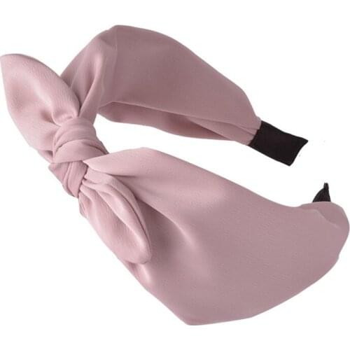 Korea Wide Knotted Headbands for Women Pink Rabbit Ears Hairband Solid Bow Head Band Cute Girls Hair Hoop Hair Accessories