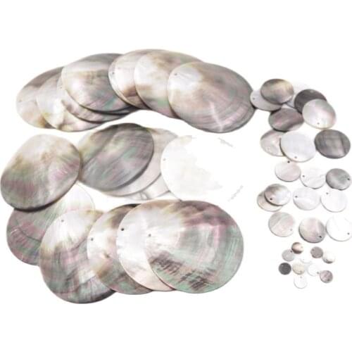 10 pcs 1cm 2cm 3cm 4cm 5cm 6cm 7cm round Coin shell Top hole natural black mother of pearl choose size