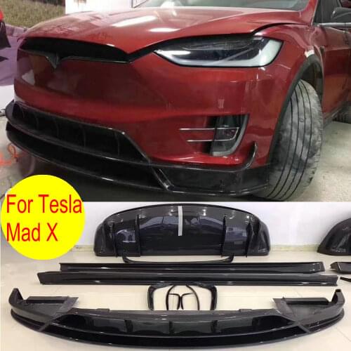 Carbon fiber bodykit front lip + rear bumper diffuser + rear spoiler + side skirts Mad X body kits for Tesla Mad X car bodykits