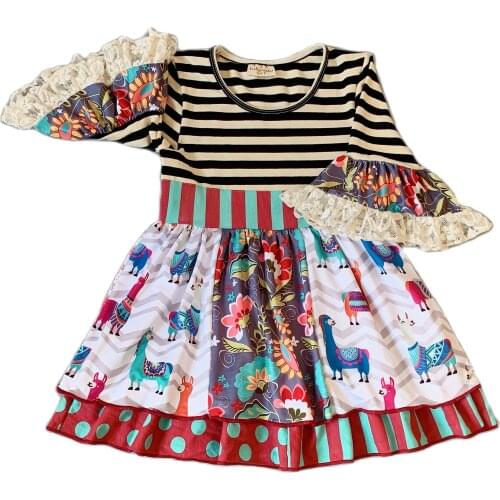 100% cotton Toddler Autumn black and white stripes Girls dress Hot Sale New style Dress for present