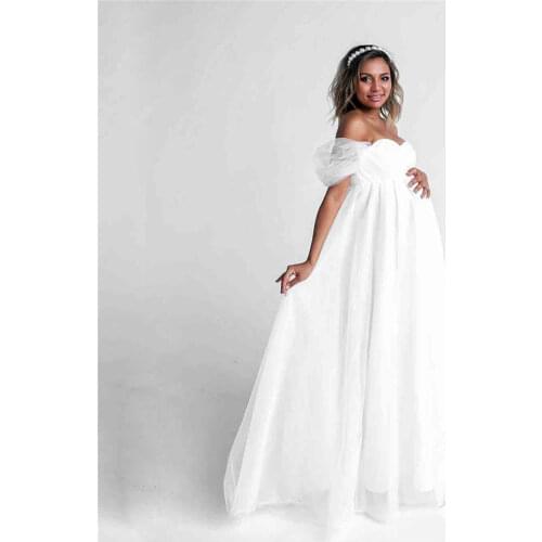Shoulderless Sexy Lace Maternity Dress Photo Shoot Long Pregnancy Dresses Photography Props Chiffon Maxi Gown For Pregnant Women