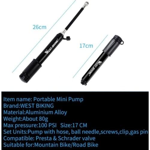 Portable 100Psi High Pressure Pump Bicycle Basketball Mini Inflatable Pumps