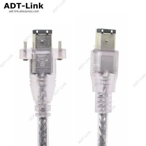 IEEE1394A 6-pin To 6-pin Machine Vision Industrial Camera Cable With screw locking IEEE 1394 firewire 400 For AVT Prosilica