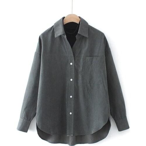 Plus Size XL-4XL False Two Pieces Women Blouse Drop Shoulder Long Sleeved Simple Tops Large Size Officewear A-line Blusas