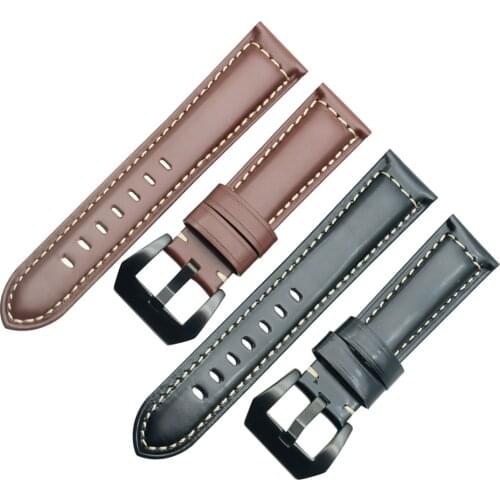 Genuine Cow Leather Watch Strap Handmade Watchbands Vintage Bright Wristband For PAM 20mm 22mm 24mm 26mm Watch Band