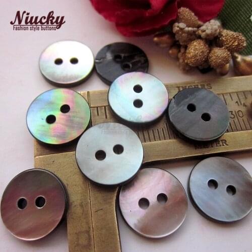 Niucky 2 Holes Natural color light Black Mop Shell buttons for shirt sweater High quality shell button series S0101-046