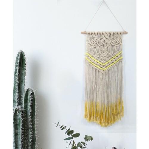 Hand Knitted Macrame Wall Hanging Bohemian Home Geometric Art Decor Beautiful Apartment Dorm Room Decoration With Tassel