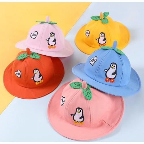 Baby Penguin Fishermans Hat Neutral Outdoor Shading Lovely Spring Summer Cotton Cartoons Sun Protection Simplicity Windproof