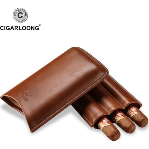 CIGARLOONG Travel Cigar Case Cigar Moisturizing Set Portable Fit 3 sticks Portable Mini Humidor Case with Gift Box CF-0402