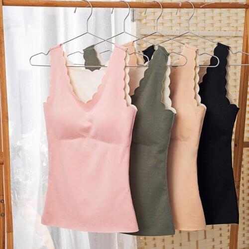 Womens Thermal Underwear Winter Plus Cashmere Top Women Underwear Plus Size Bra Vest Comfortable Seamless Lingerie Female