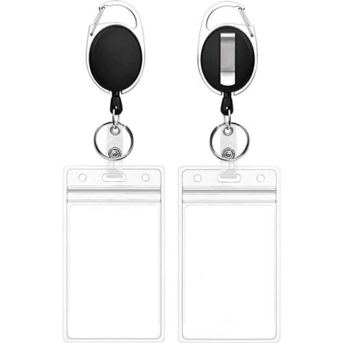 Retractable Badge Reel Aluminum Alloy Plastic ID Card Lanyard Name Tag Card Holder Student Nurse Business Card Badge Holder Case