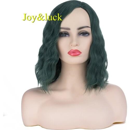 Joy&luck Short Green Cosplay Wig Synthetic Nature Wave Wig Costume Party Wig for Women