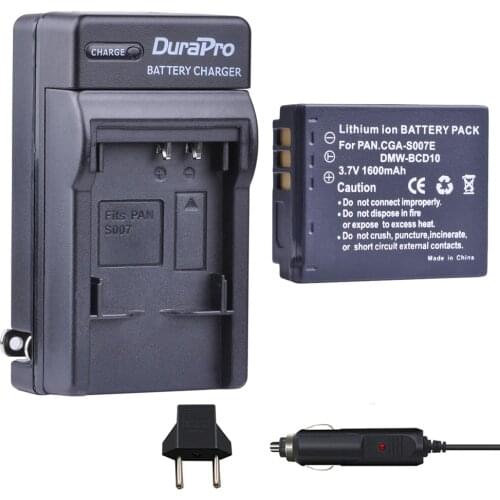 1pc CGA-S007E CGA-S007 CGA S007 DMW-BCD10 Li-ion Battery+Car Charger for Panasonic DMC TZ1 TZ2 TZ3 TZ4 TZ5 TZ11 E1032P TZ50 TZ15