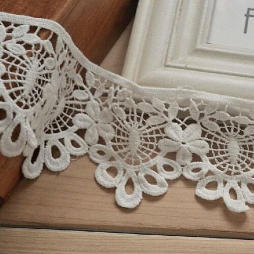 10 yds/lot & width 6cm,Free Shipping High Quality DIY Water Soluble White Embroidery Cotton Lace Trim