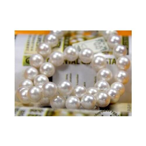 100% AAA natural pearl Fine jewelry necklace round white sweater chain 10-11mm 925 Silver clasp