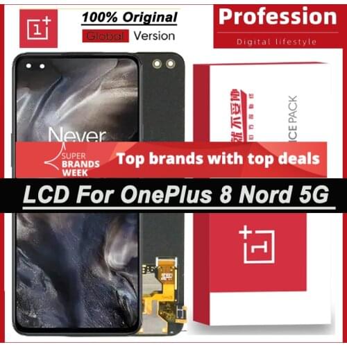 100% Original 6.44'' AMOLED Display for OnePlus 8 Nord 5G AC2001 AC2003 Full LCD Touch Screen Repair Parts with Service Pack