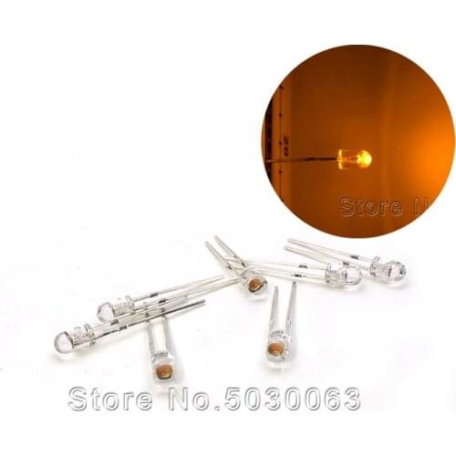 100pcs/lot 3mm boundless golden yellow round bright large angle warm yellow 2200K DIP LED lamp beads light emitting diode