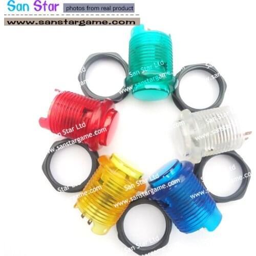 50 pcs 28mm Transparency Illuminated button with Build-in Microswitch and LED - Screw fix/Arcade Accessories/Game Machine Parts