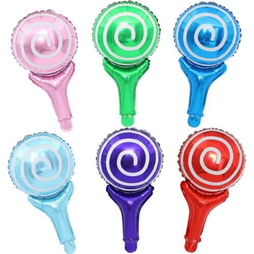 6 Pcs Candy Hand Stick Balloon Birthday Party Decorations Kids Inflatable Balloon Stick Clappers Toys Event Party Supplies